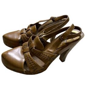 Candie's Vintage Platform Closed Toe Rachelle Vegan Leather Retro Heels Size 9